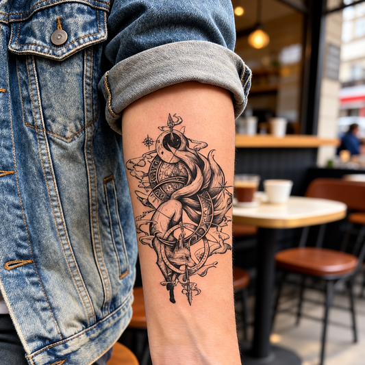 Celestial Nine-Tailed Fox Temporary Tattoo