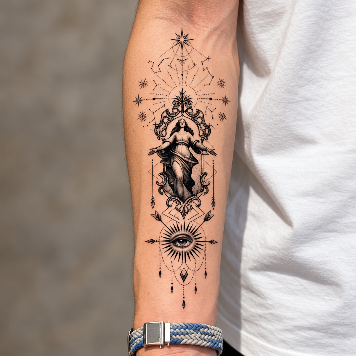 Celestial Woman Eye Temporary Tattoo