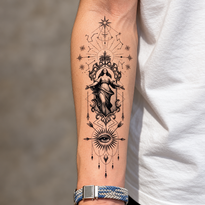 Celestial Woman Eye Temporary Tattoo