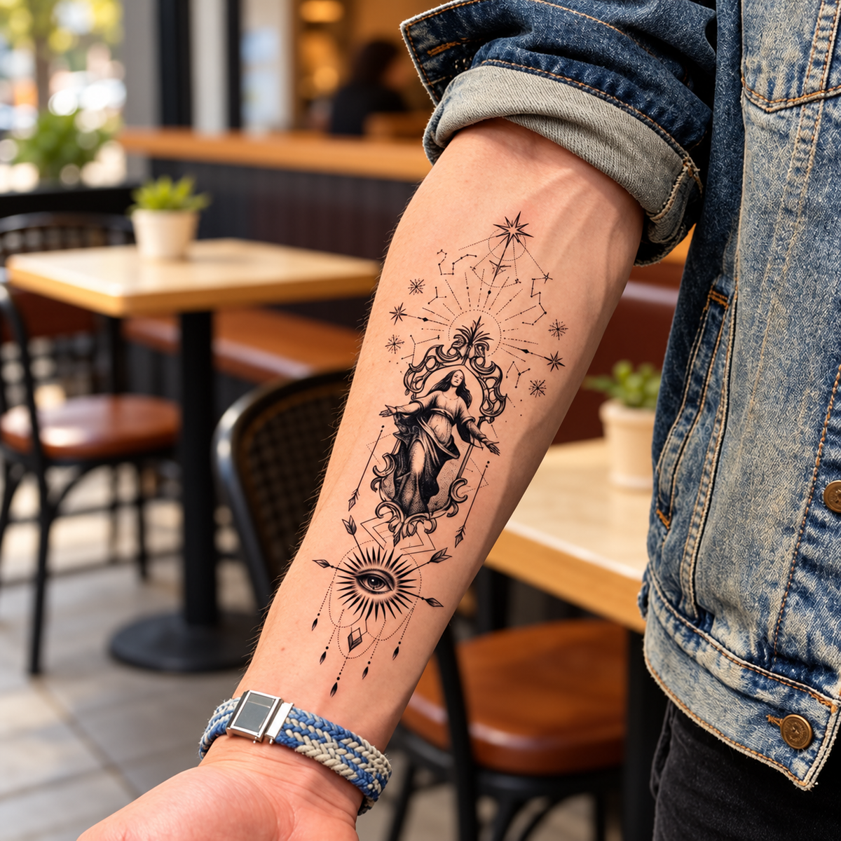 Celestial Woman Eye Temporary Tattoo