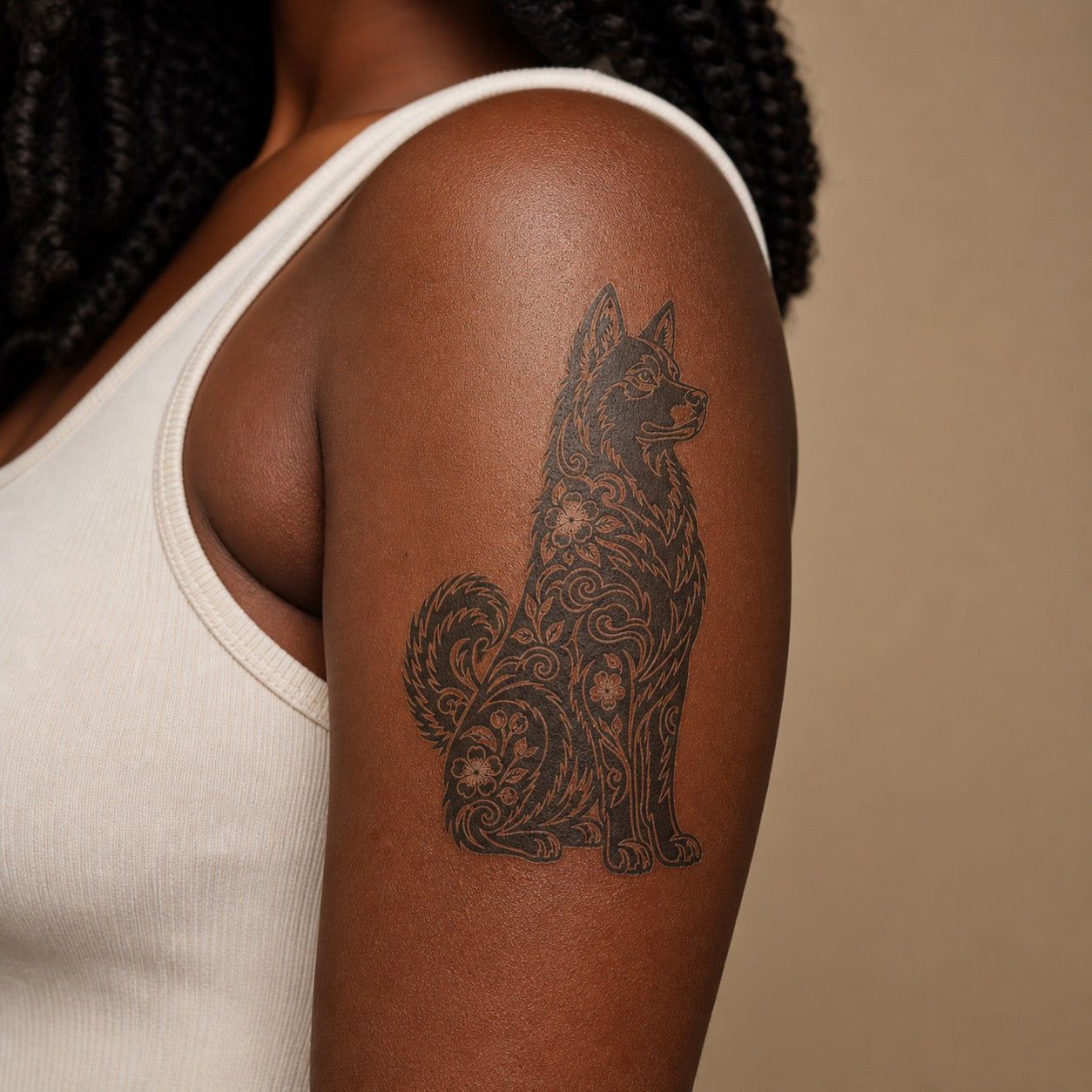 Chinese Zodiac Dog Symbol Temporary Tattoo