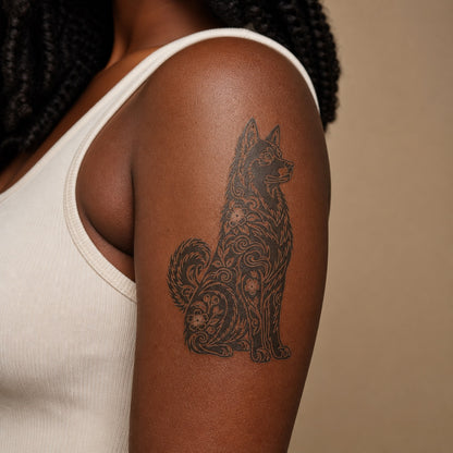 Chinese Zodiac Dog Symbol Temporary Tattoo