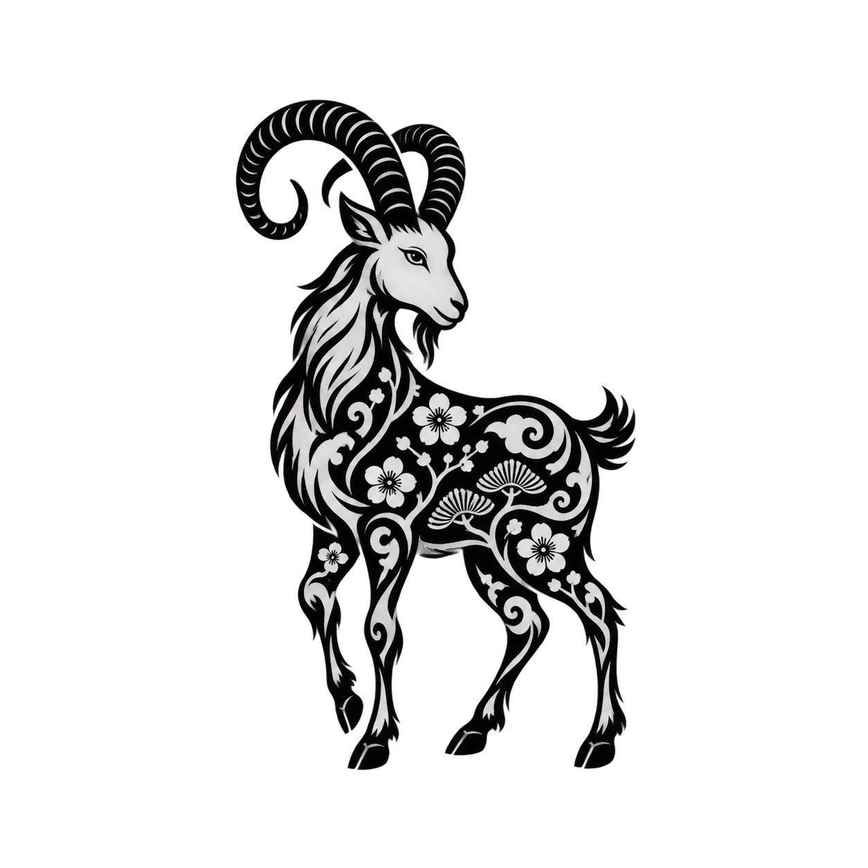 Chinese Zodiac Goat Symbol Temporary Tattoo