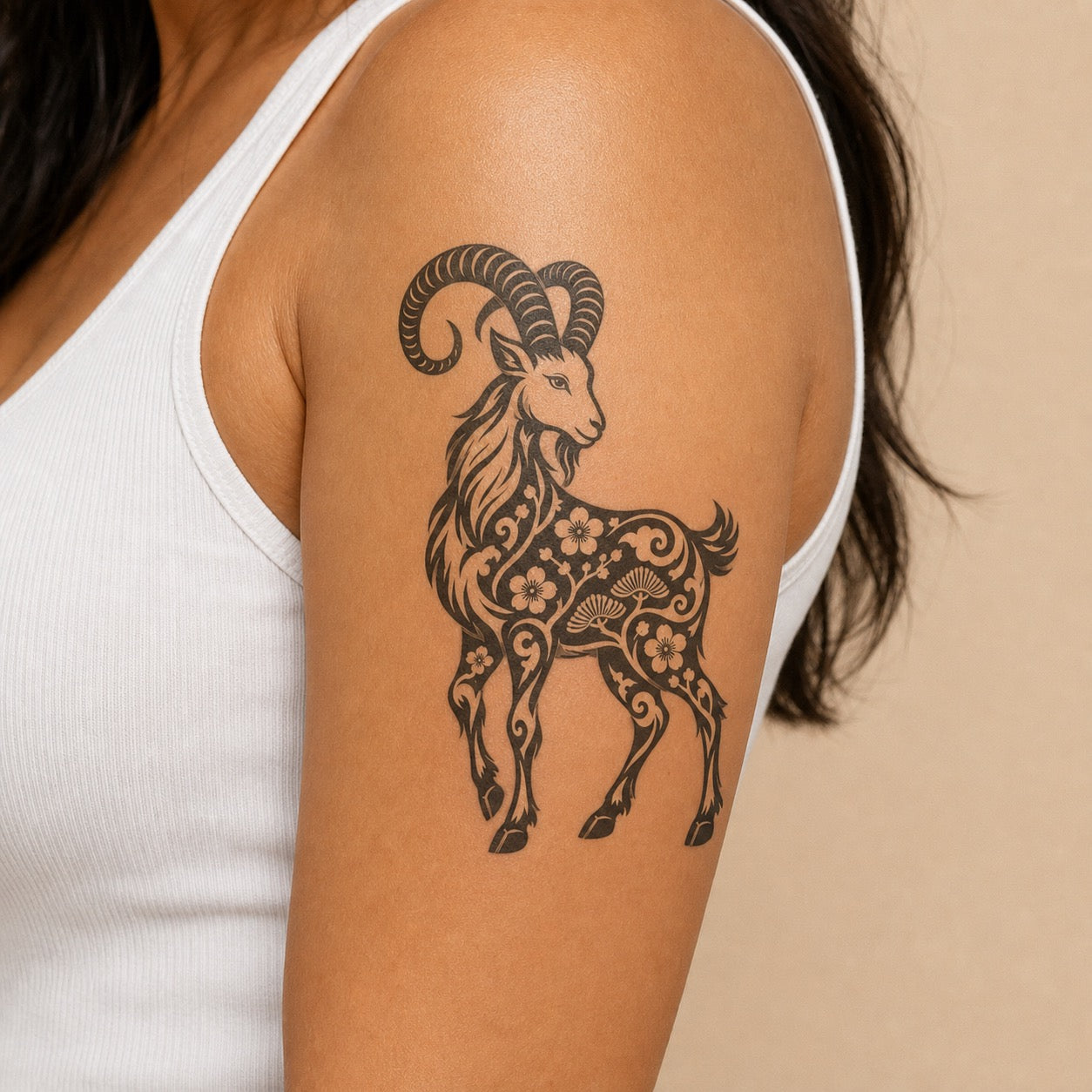 Chinese Zodiac Goat Symbol Temporary Tattoo