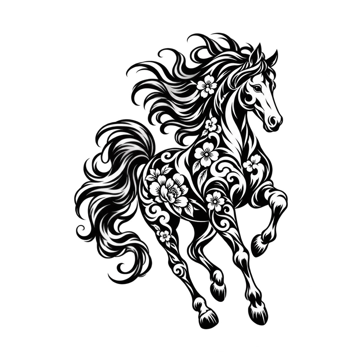Chinese Zodiac Horse Symbol Temporary Tattoo