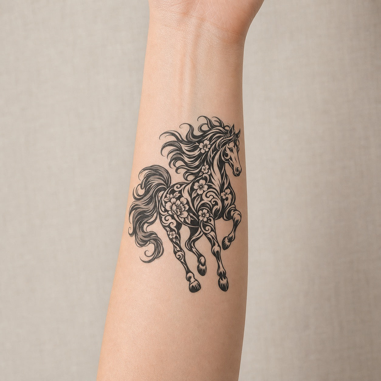 Chinese Zodiac Horse Symbol Temporary Tattoo