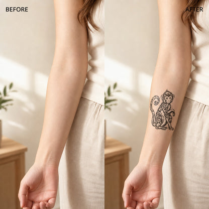Chinese Zodiac Monkey Symbol Temporary Tattoo