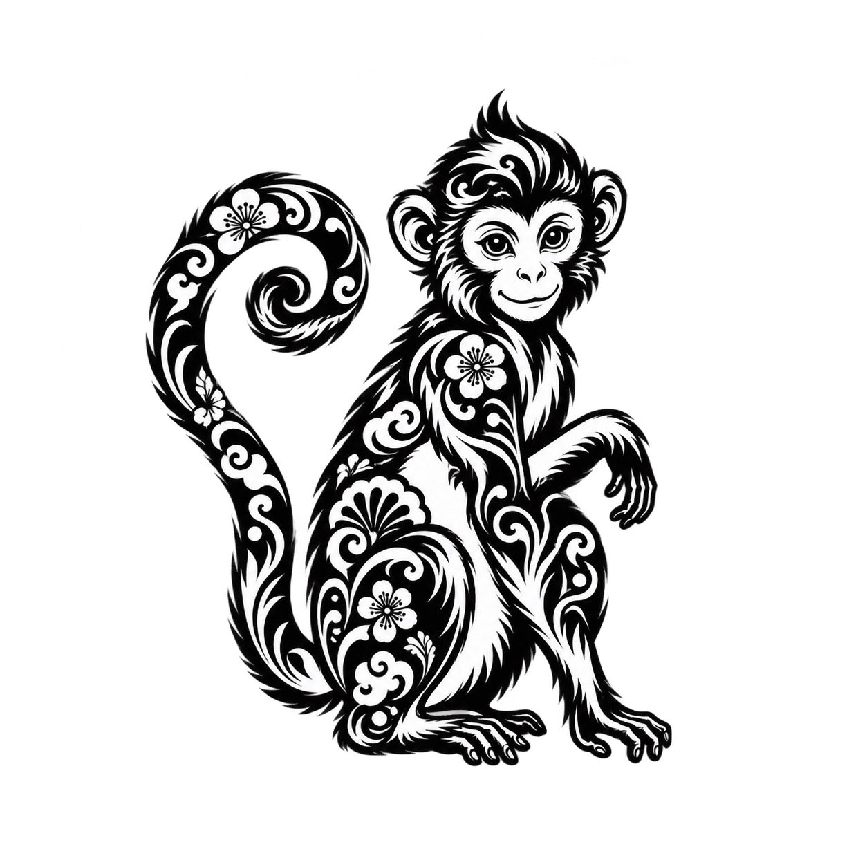 Chinese Zodiac Monkey Symbol Temporary Tattoo