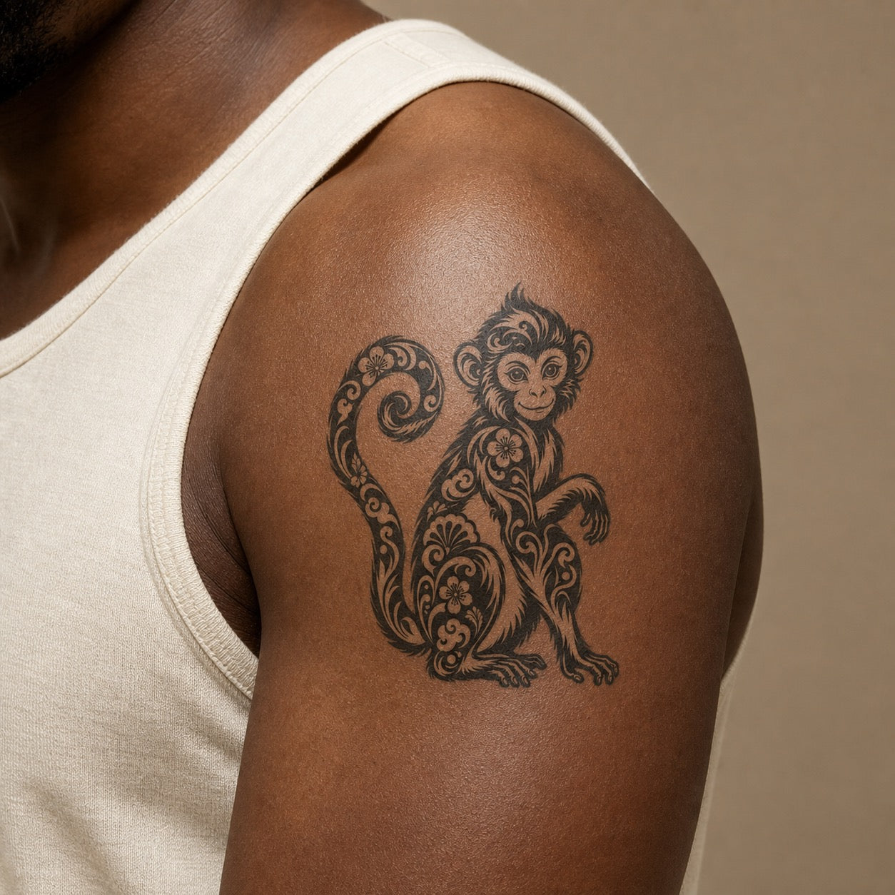 Chinese Zodiac Monkey Symbol Temporary Tattoo