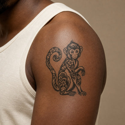 Chinese Zodiac Monkey Symbol Temporary Tattoo