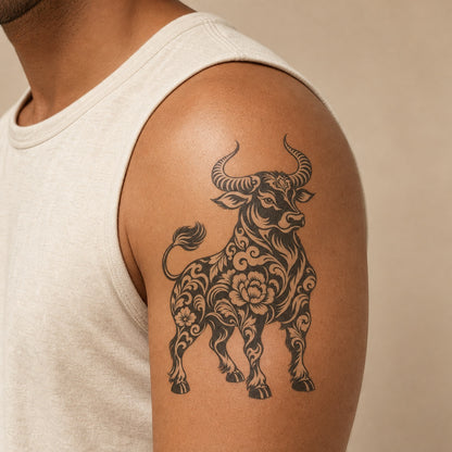 Chinese Zodiac Ox Symbol Temporary Tattoo