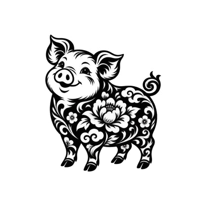 Chinese Zodiac Pig Symbol Temporary Tattoo (Superink Lab)