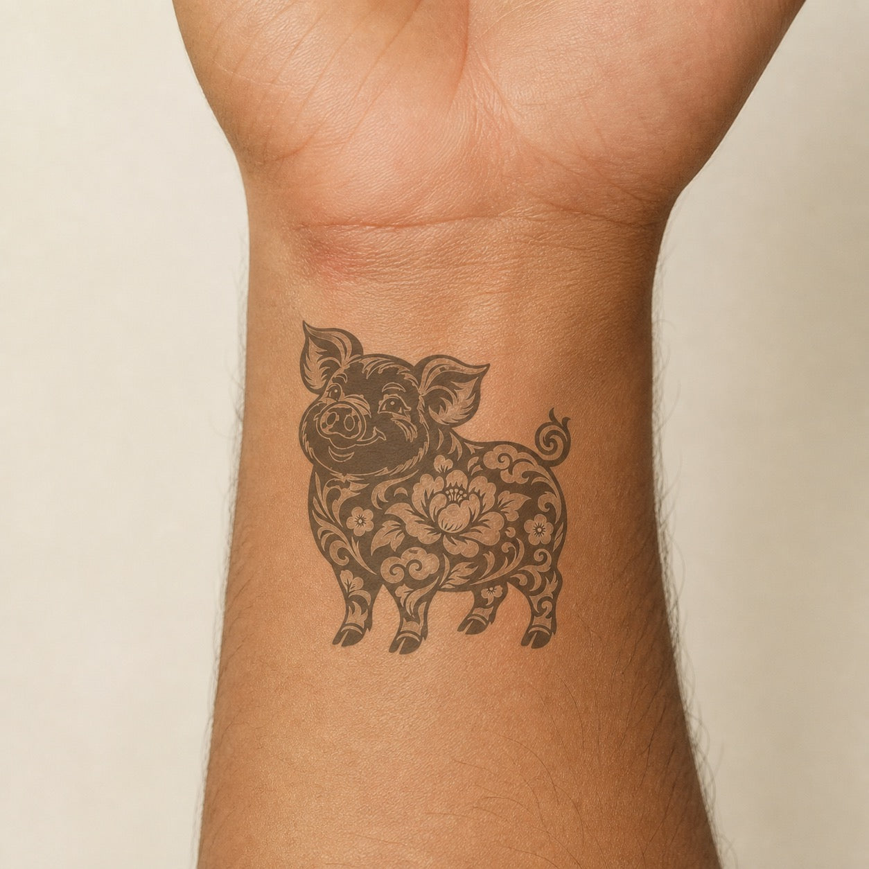 Chinese Zodiac Pig Symbol Temporary Tattoo (Superink Lab)