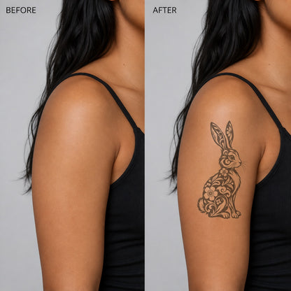 Chinese Zodiac Rabbit Symbol Temporary Tattoo