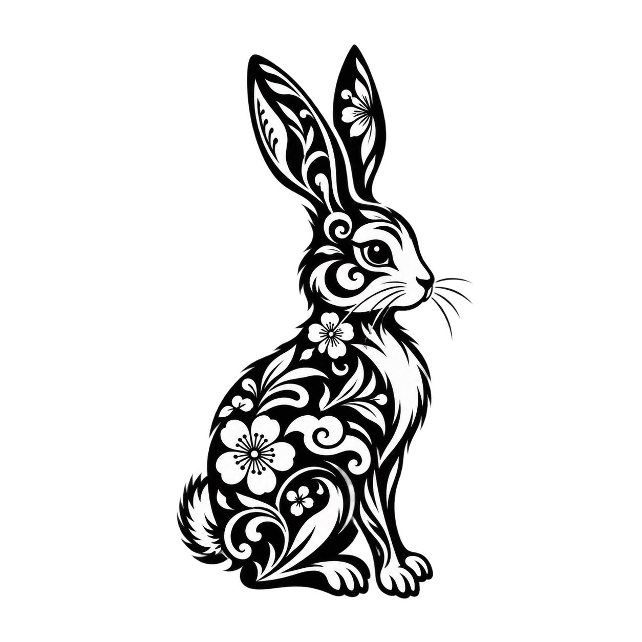 Chinese Zodiac Rabbit Symbol Temporary Tattoo