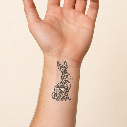 Chinese Zodiac Rabbit Symbol Temporary Tattoo