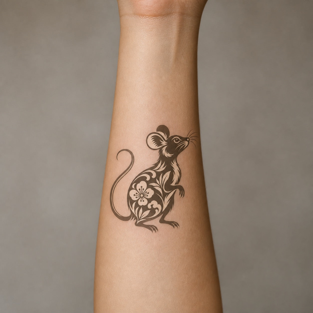 Chinese Zodiac Rat Symbol Temporary Tattoo