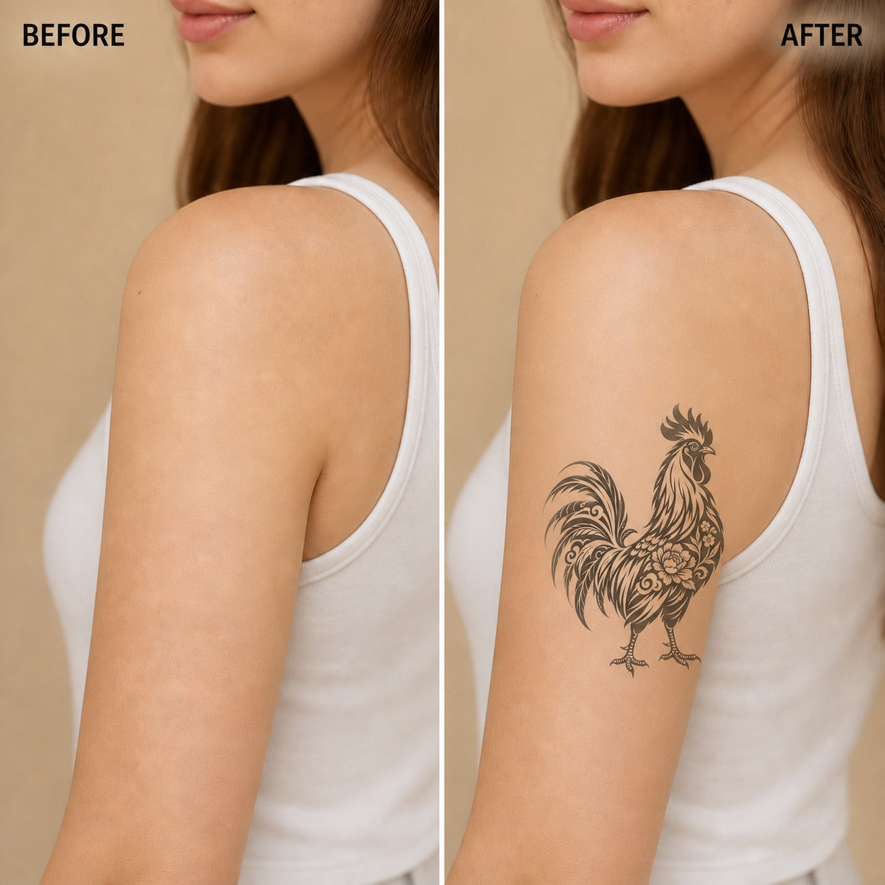 Chinese Zodiac Rooster Symbol Temporary Tattoo