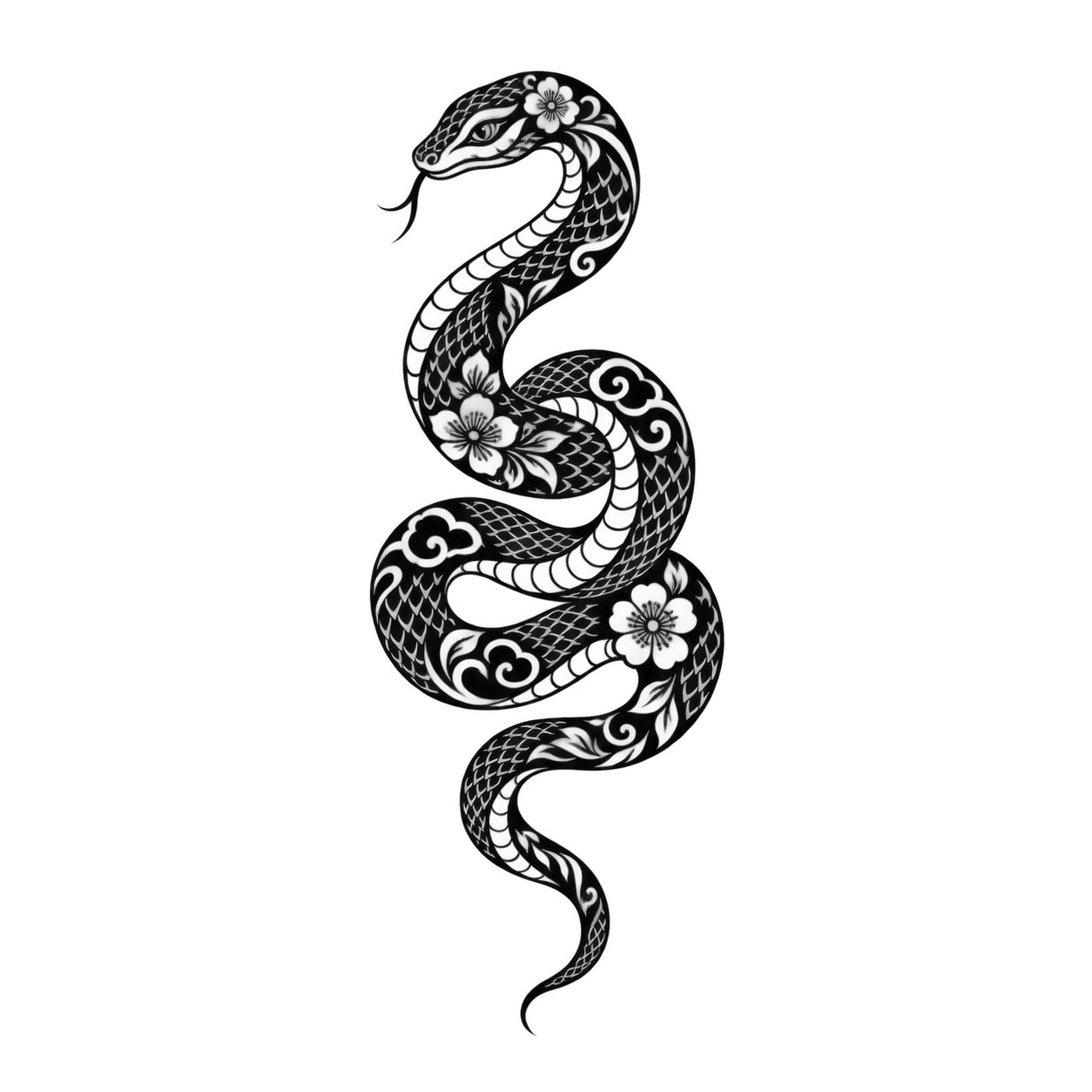Chinese Zodiac Snake Symbol Temporary Tattoo