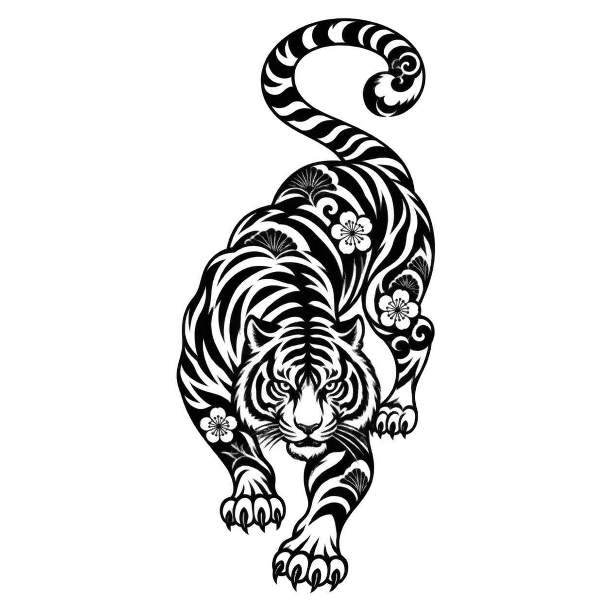 Chinese Zodiac Tiger Symbol Temporary Tattoo