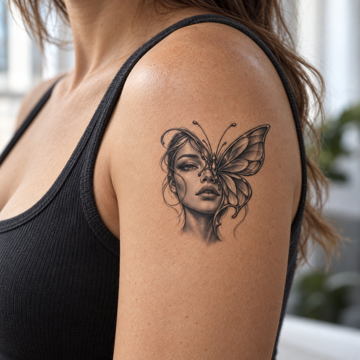 Half Wing Portrait Temporary Tattoo