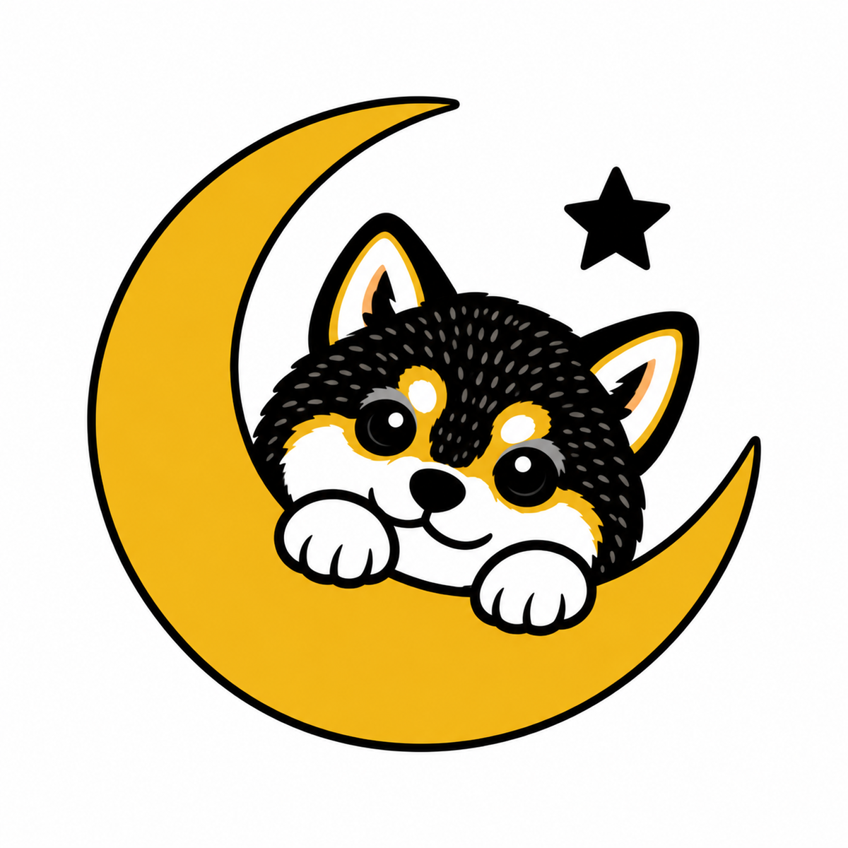 Crescent Moon Shiba Inu Temporary Tattoo