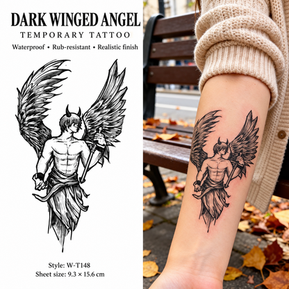Dark Winged Angel Temporary Tattoo