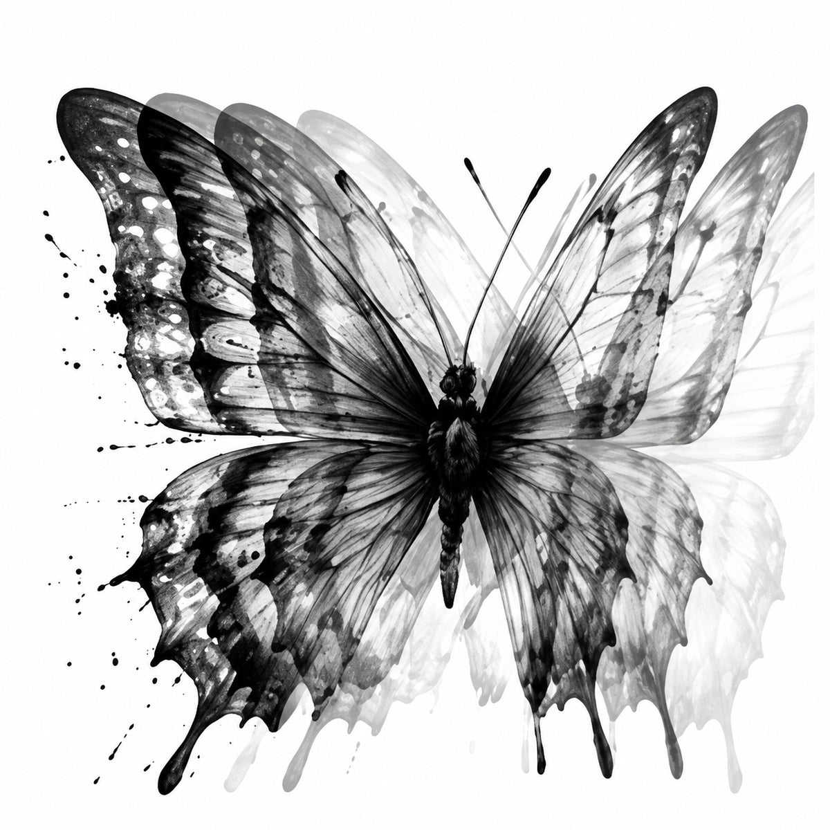 Double Vision Butterfly Graphic Temporary Tattoo
