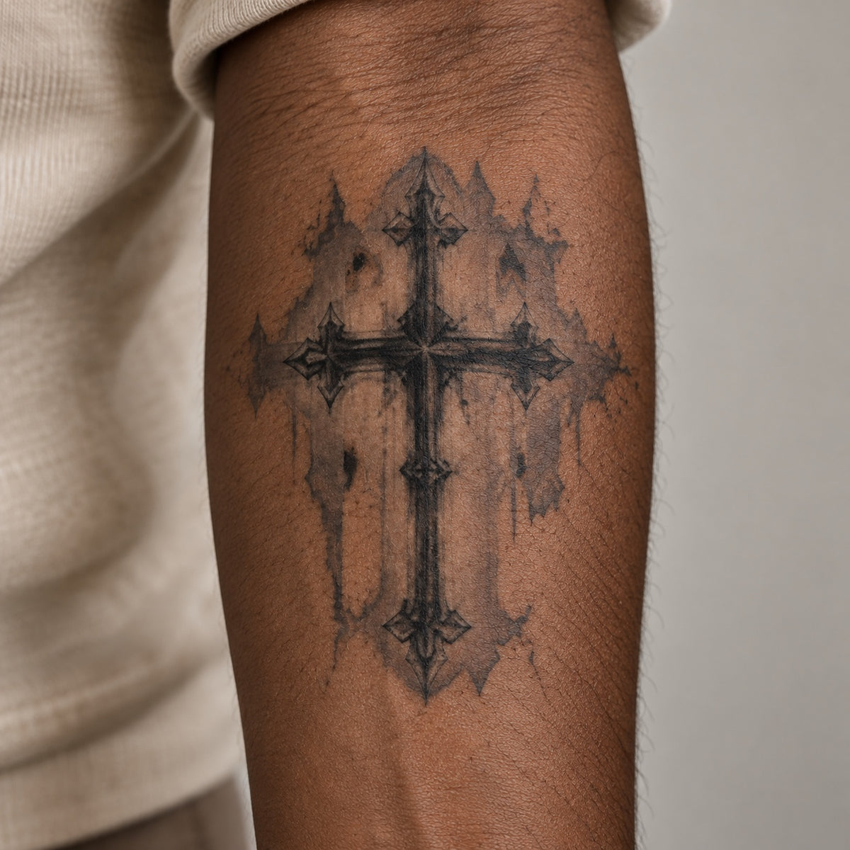 Double Vision Cross Graphic Temporary Tattoo