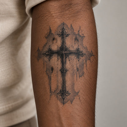 Double Vision Cross Graphic Temporary Tattoo