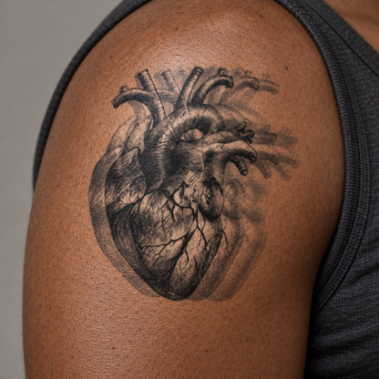 Double Vision Heart Graphic Temporary Tattoo