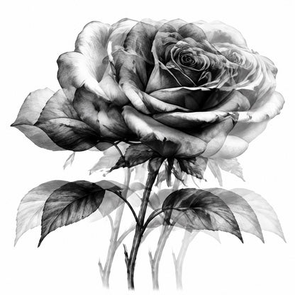 Double Vision Rose Graphic Temporary Tattoo