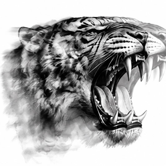 Double Vision Tiger Graphic Temporary Tattoo