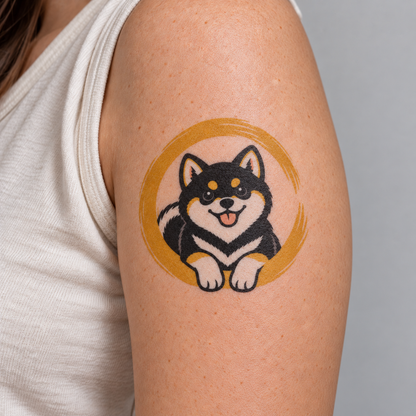 Enso Circle Shiba Inu Temporary Tattoo