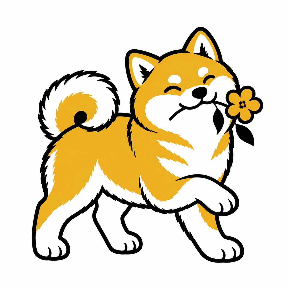 Flower Shiba Inu Temporary Tattoo