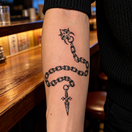 Gothic Chain Dagger Temporary Tattoo