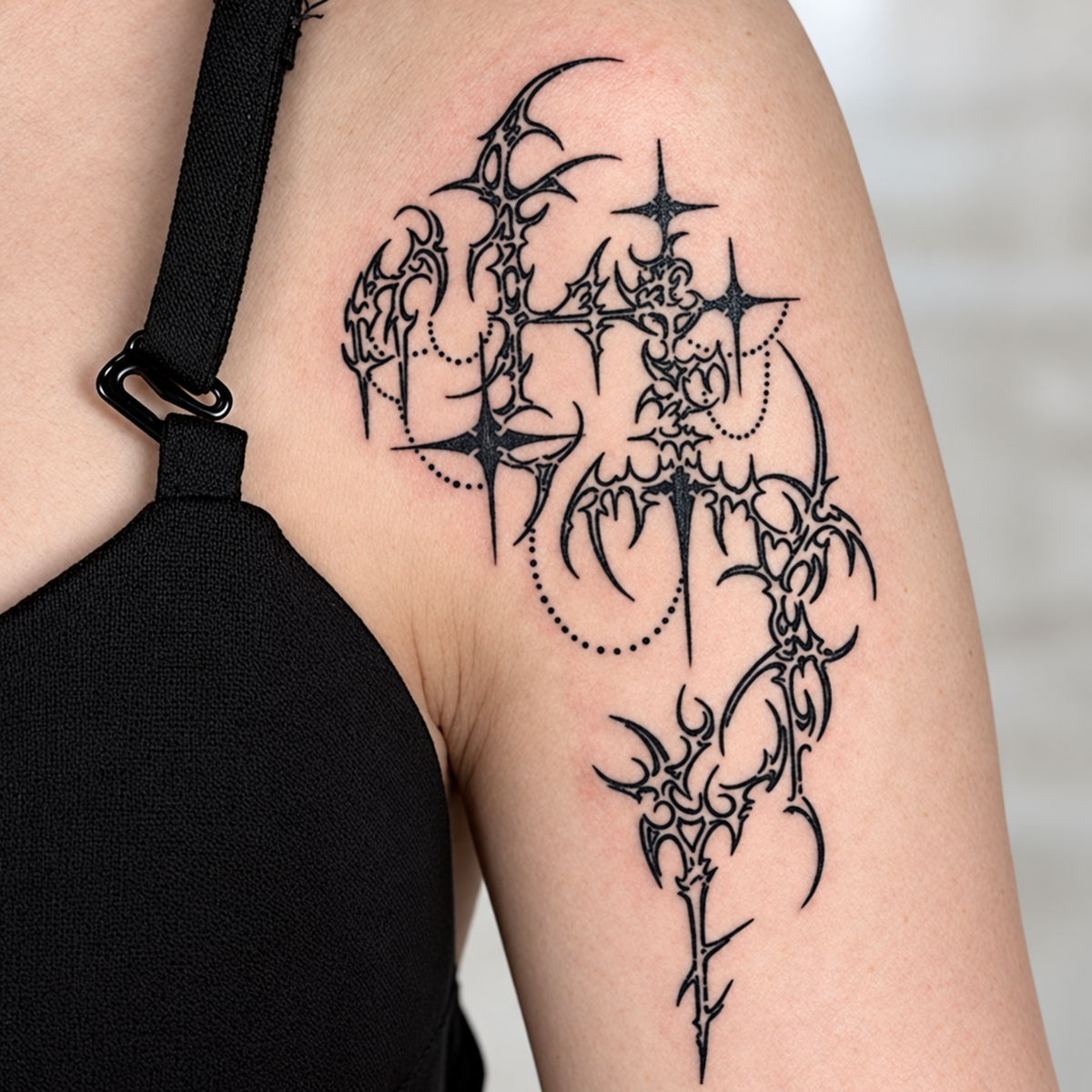 Gothic Tribal Stars Temporary Tattoo