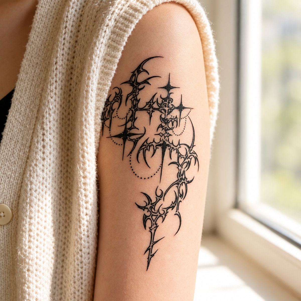 Gothic Tribal Stars Temporary Tattoo