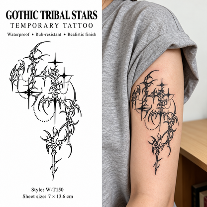Gothic Tribal Stars Temporary Tattoo