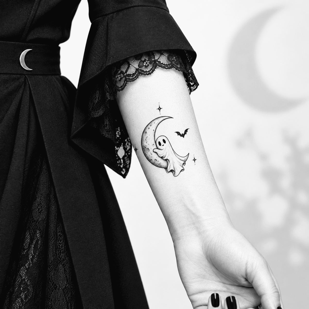 Moon Hug Temporary Tattoo