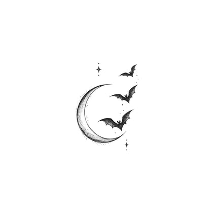 Moon and Bats Temporary Tattoo