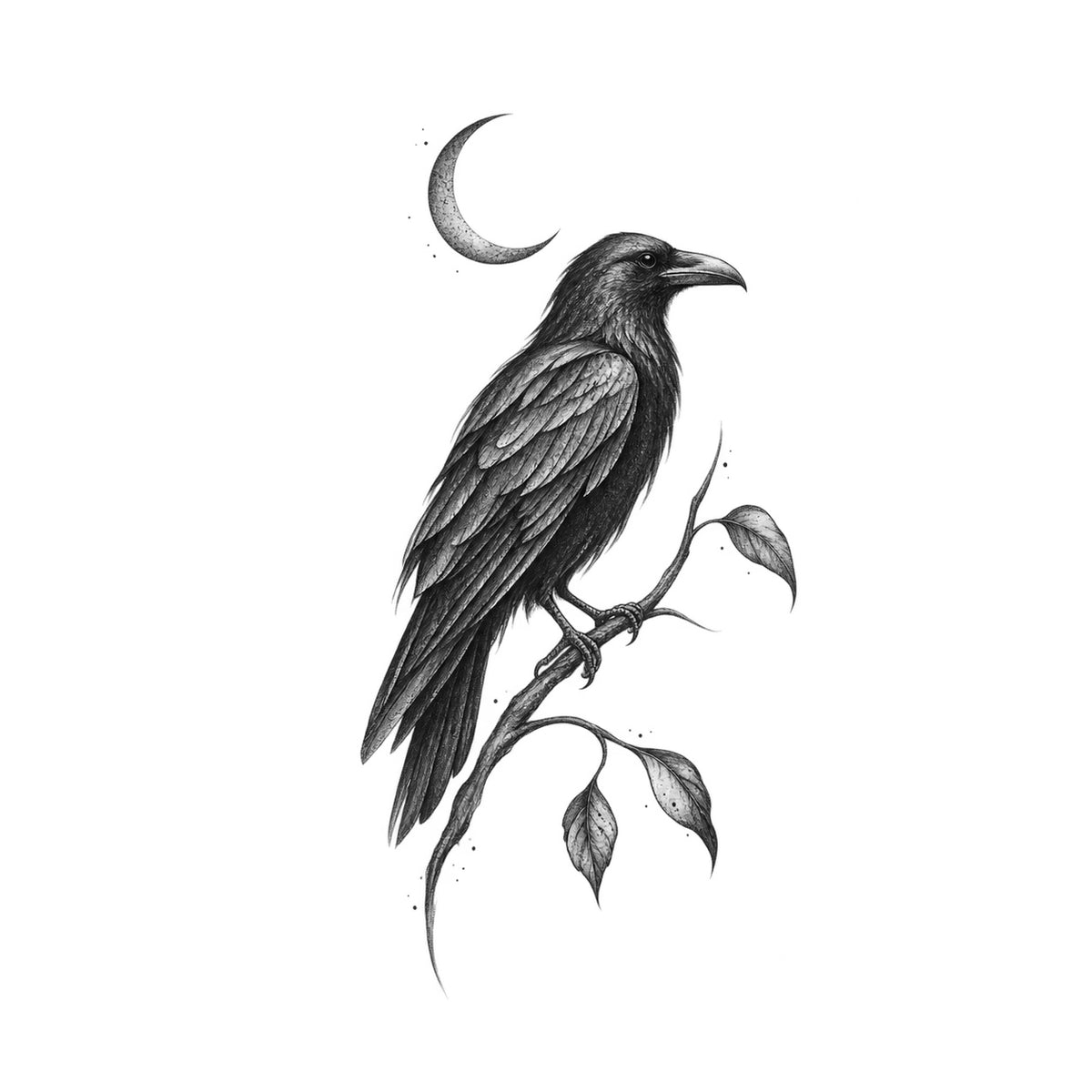 Moon Raven Temporary Tattoo