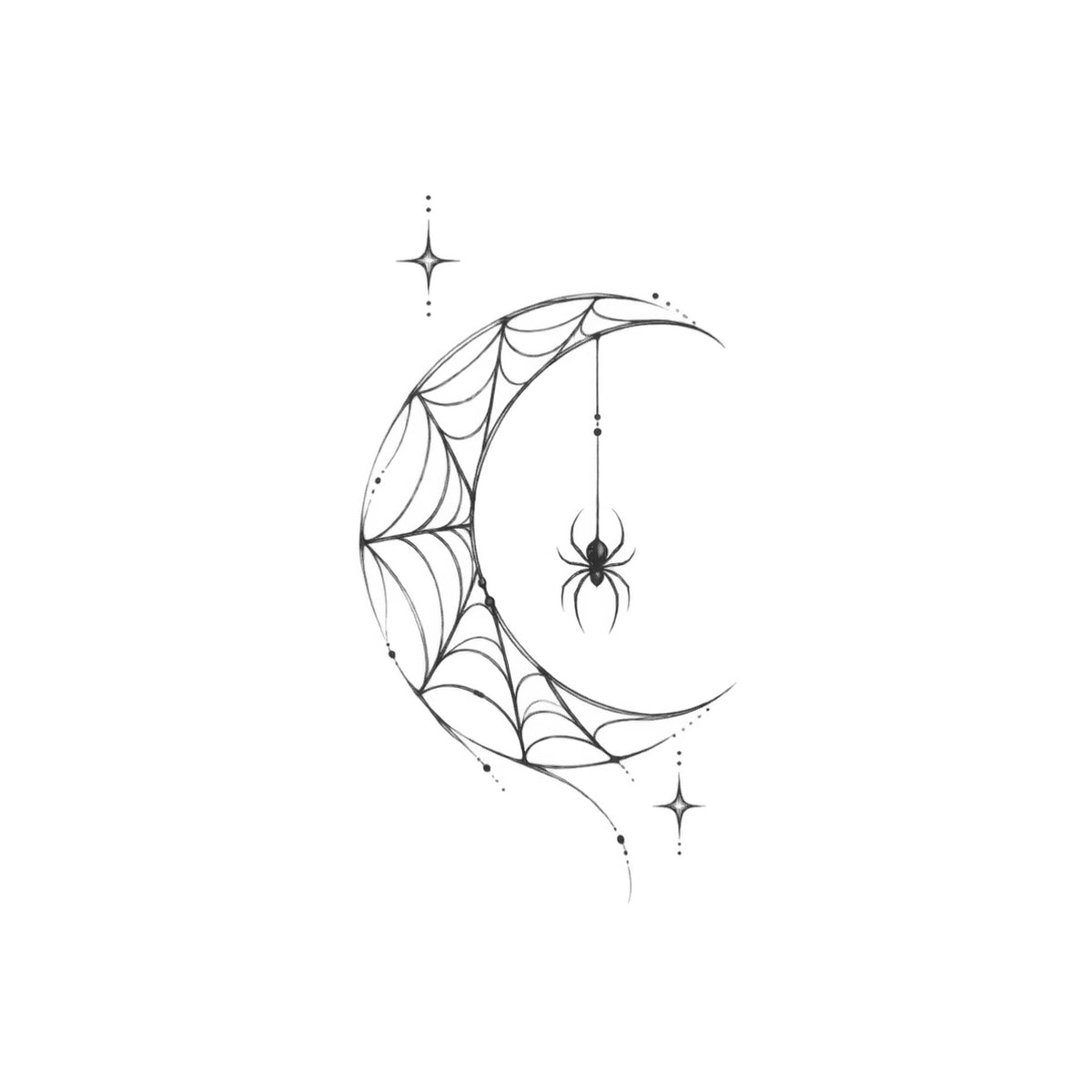 Spider Moon Web Temporary Tattoo