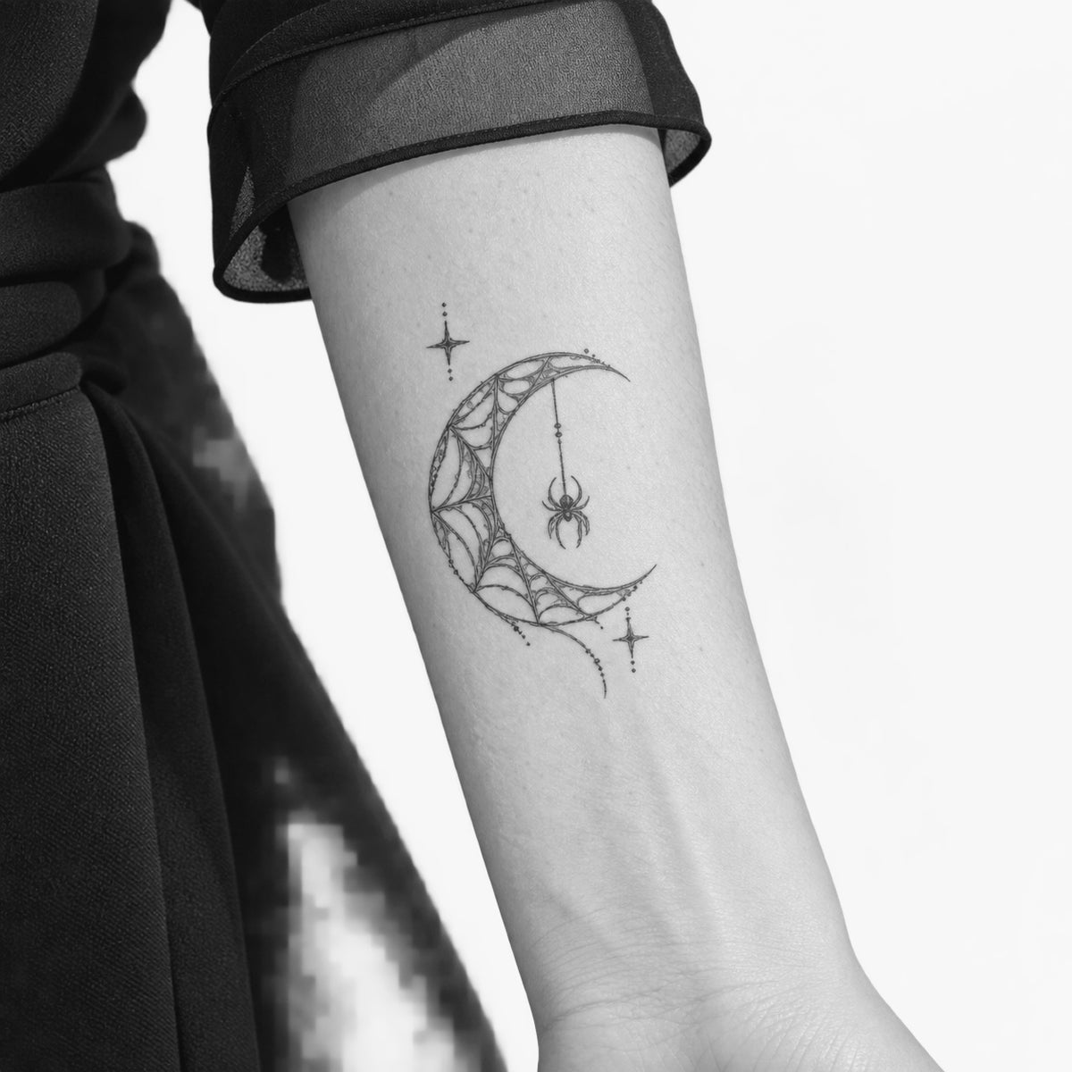 Spider Moon Web Temporary Tattoo