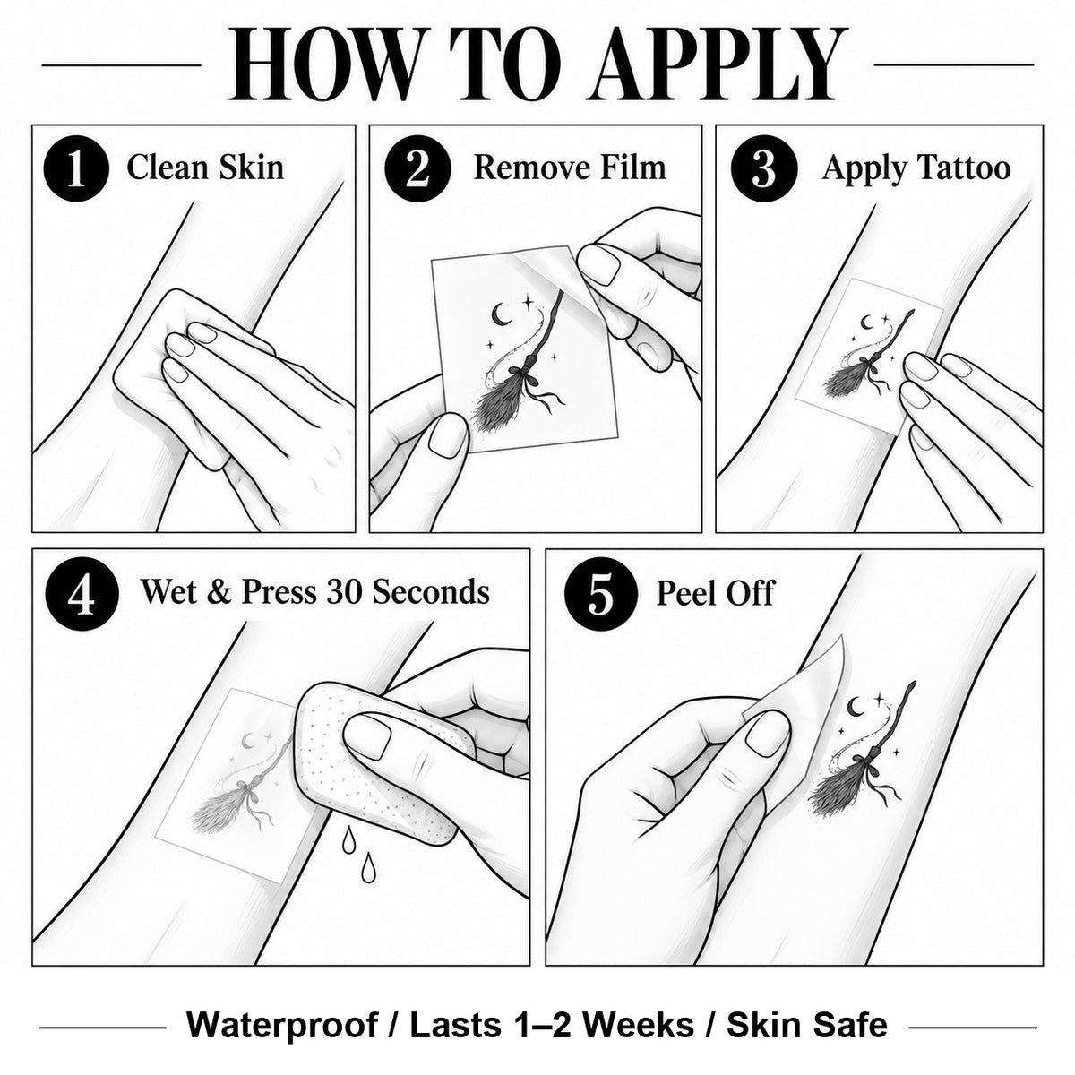 Starry Broom Temporary Tattoo | Superink Lab