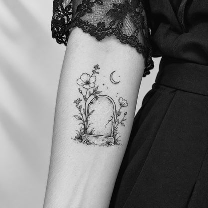 Garden Tombstone Temporary Tattoo