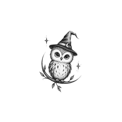 Witch Owl Temporary Tattoo