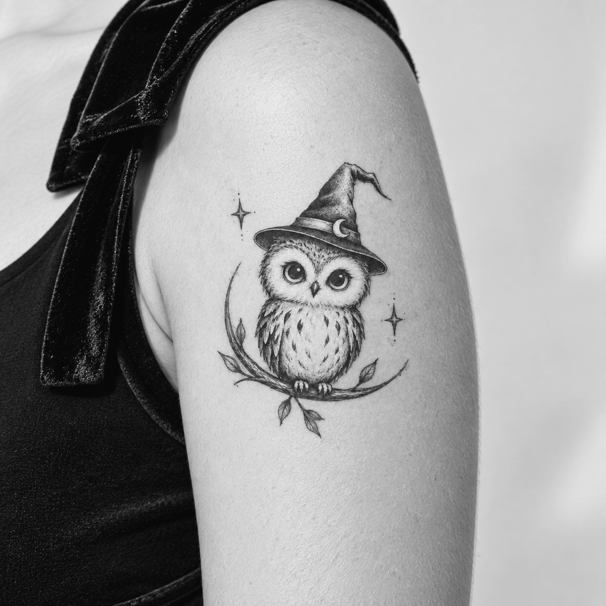 Witch Owl Temporary Tattoo