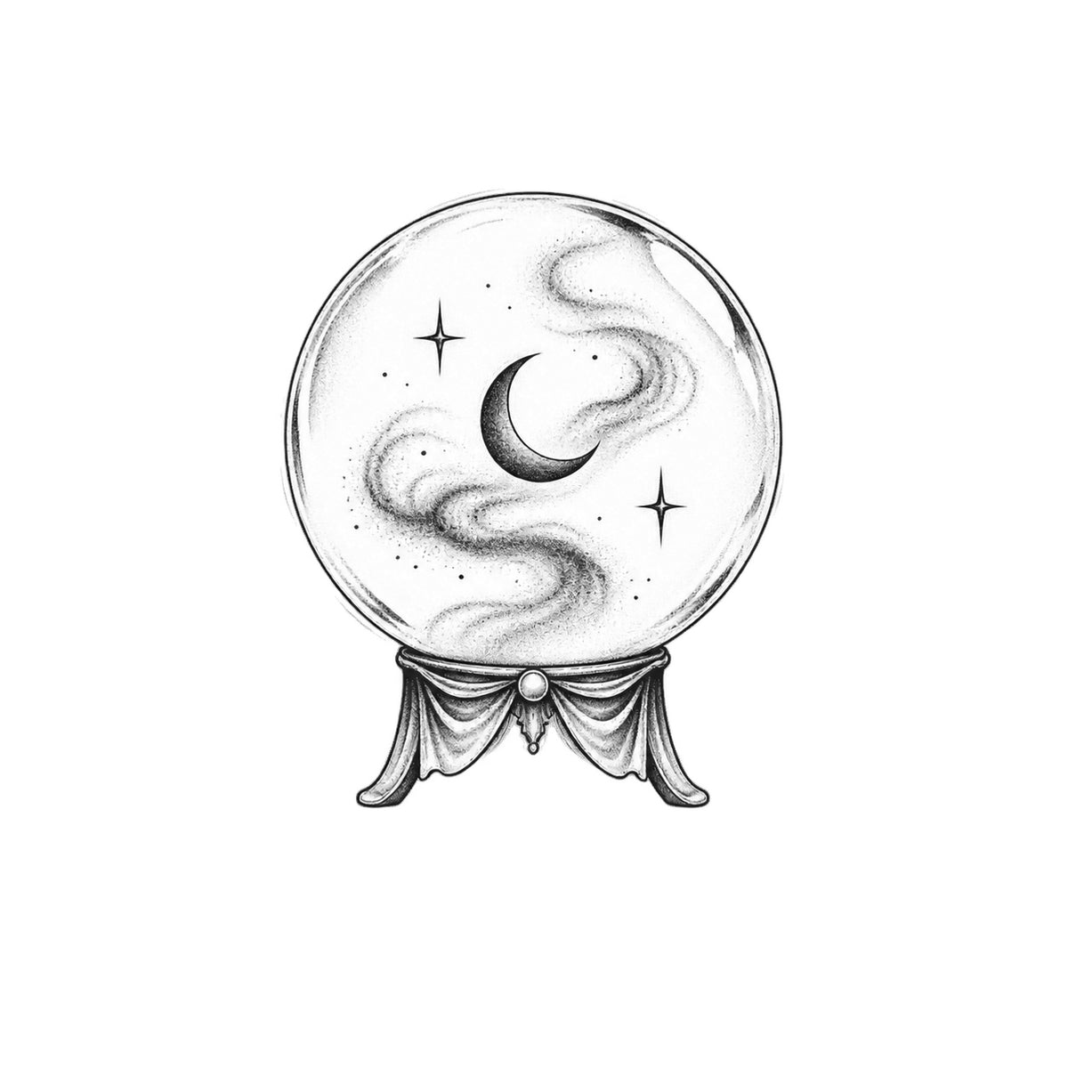 Moon Crystal Ball Temporary Tattoo