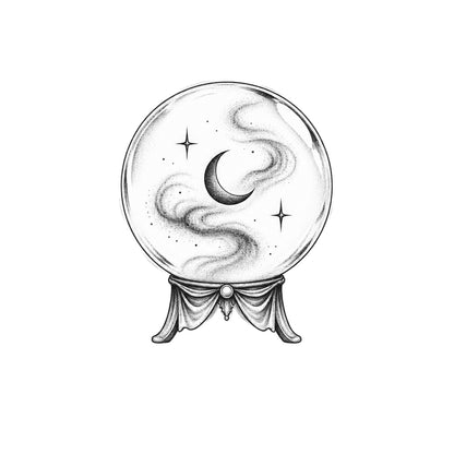 Moon Crystal Ball Temporary Tattoo
